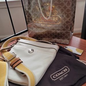 Coach/Swing pack purse/ White &  silky texture!!